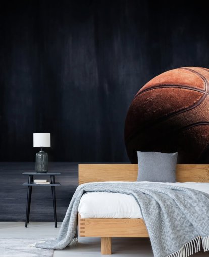 mörk basket tapetväggmålning som heter Vintage Basketball för barns sovrum, mangrottor och högskolor