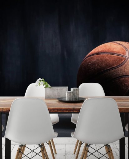 dark basketball wallpaper mural called Vintage Basketball for kids bedrooms, man caves and colleges
