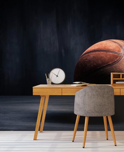 dark basketball wallpaper mural called Vintage Basketball for kids bedrooms, man caves and colleges