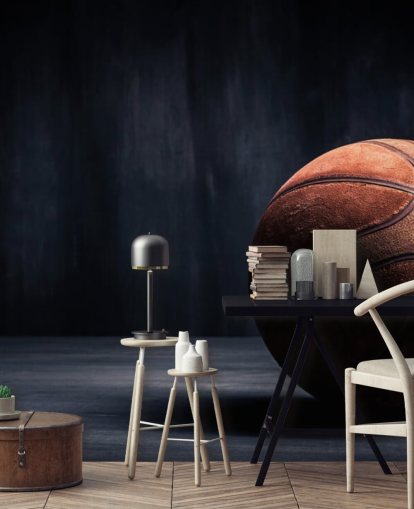 mural de papel de parede de basquete escuro chamado Vintage Basketball para quartos infantis, cavernas masculinas e faculdades mural de papel de parede de basquete escuro chamado Vintage Basketball para quartos infantis, cavernas masculinas e faculdades