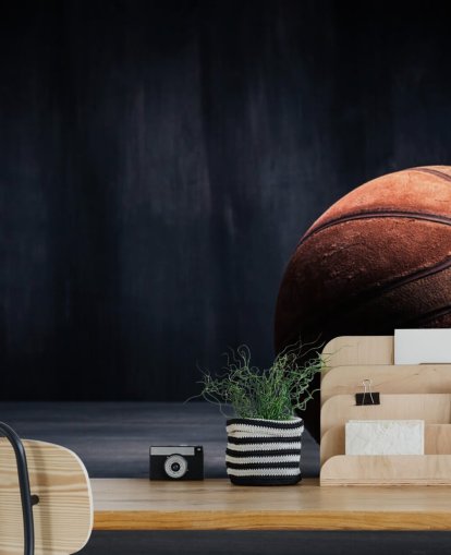 papier peint mural de basket-ball foncé appelé Vintage Basketball pour chambres d'enfants, grottes pour hommes et universités