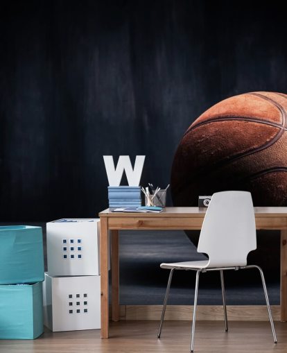 carta da parati murale scura con pallacanestro chiamato Vintage Basketball per camerette per bambini, grotte maschili e college carta da parati murale scura con pallacanestro chiamato Vintage Basketball per camerette per bambini, grotte maschili e college