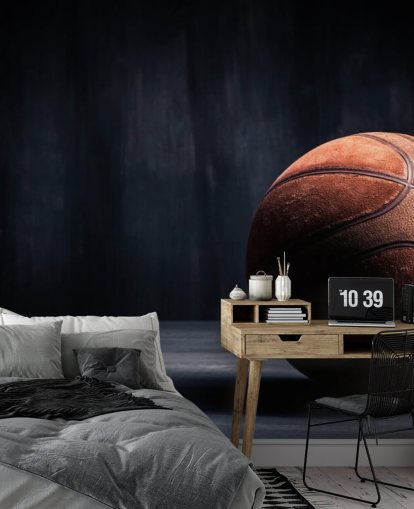 tumma koripallon taustakuvamaalaus nimeltä Vintage Basketball lasten makuuhuoneisiin, miesten luoliin ja korkeakouluihin tumma koripallon taustakuvamaalaus nimeltä Vintage Basketball lasten makuuhuoneisiin, miesten luoliin ja korkeakouluihin