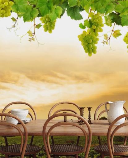 Weinberg am Meer und Weinreben-Tapete