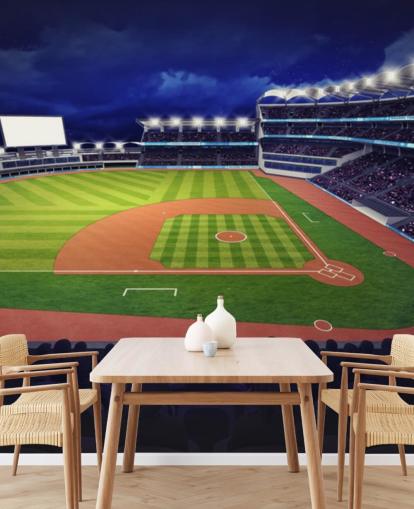 murale da parete con baseball notturno chiamato Baseball Stadium per camere da letto per bambini e grotte maschili murale da parete con baseball notturno chiamato Baseball Stadium per camere da letto per bambini e grotte maschili