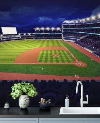 mural de pared nocturno de béisbol llamado Estadio de Béisbol para dormitorios de niños y cuevas para hombres mural de pared nocturno de béisbol llamado Estadio de Béisbol para dormitorios de niños y cuevas para hombres