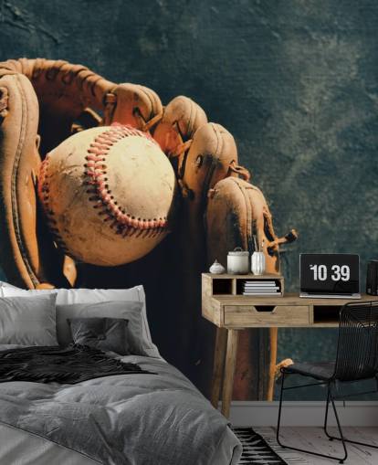 Decorazione murale con palla e guanto 