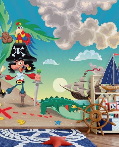 Papier peint Pirate et Crocodile