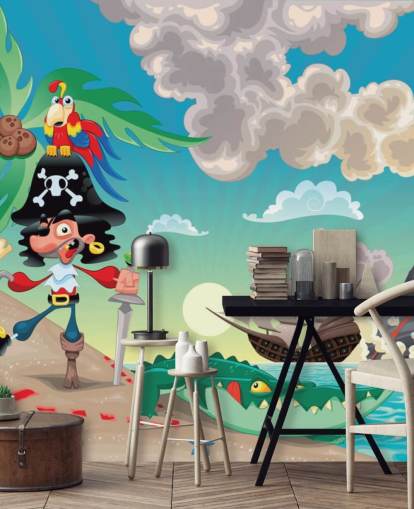 Papier peint Pirate et Crocodile