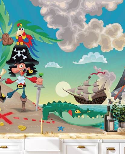 Fondo de pantalla de piratas y cocodrilos