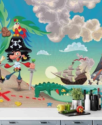 Fondo de pantalla de piratas y cocodrilos