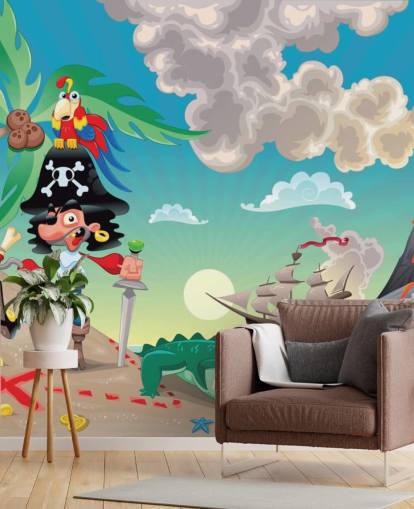 Papier peint Pirate et Crocodile