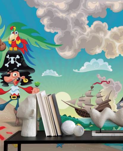 Papier peint Pirate et Crocodile