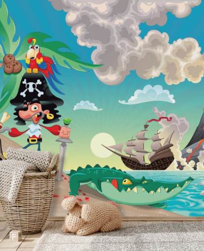 Fondo de pantalla de piratas y cocodrilos