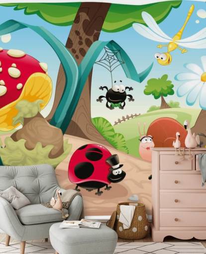 Cartoon Insect Behang