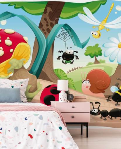 Cartoon Insect Behang