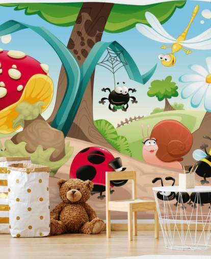 Cartoon Insect Behang