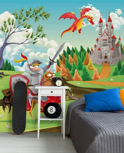 Papel de parede Knight Dragon and Castle