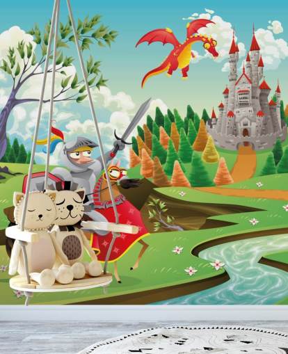Papel de parede Knight Dragon and Castle Papel de parede Knight Dragon and Castle