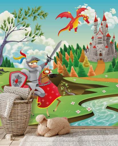 Knight Dragon and Castle Bakgrunn