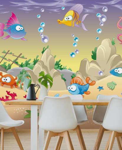 Papel de parede de desenho animado Sea Life