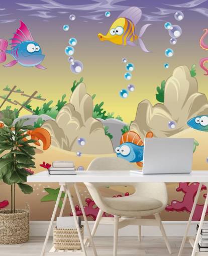 Papel de parede de desenho animado Sea Life