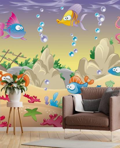 Cartoon Sea Life Baggrund Cartoon Sea Life Baggrund