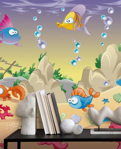 Papel de parede de desenho animado Sea Life