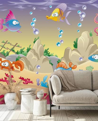 Papel de parede de desenho animado Sea Life