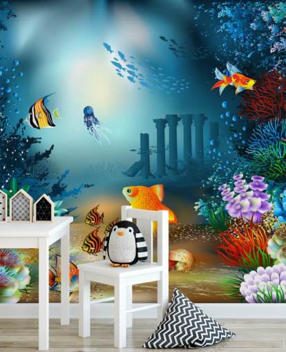 Buntes Meeresleben-Tapeten-Wandbild namens Underwater World für Kinder- und Spielzimmer
