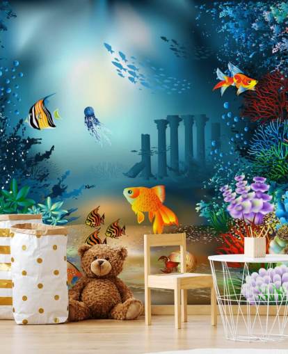 papier peint mural coloré sur la vie marine appelé Underwater World pour les chambres d'enfants et les salles de jeux