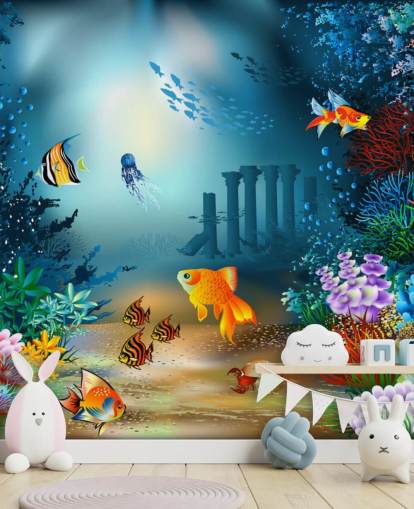 papier peint mural coloré sur la vie marine appelé Underwater World pour les chambres d'enfants et les salles de jeux
