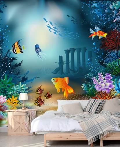 papier peint mural coloré sur la vie marine appelé Underwater World pour les chambres d'enfants et les salles de jeux