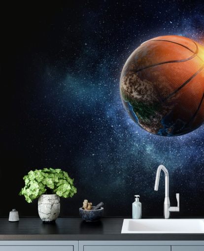 Basketball World Wallpaper Muurschildering