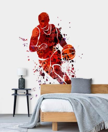 mural acuarela baloncesto 