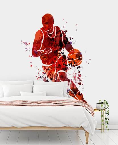 mural acuarela baloncesto 
