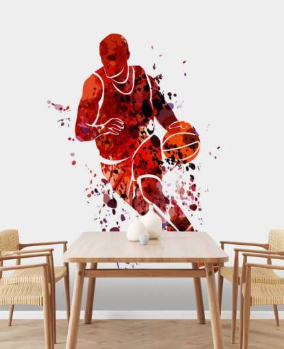 Mural de aquarela de basquete Mural de aquarela de basquete