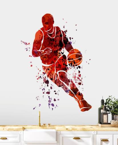 mural acuarela baloncesto mural acuarela baloncesto