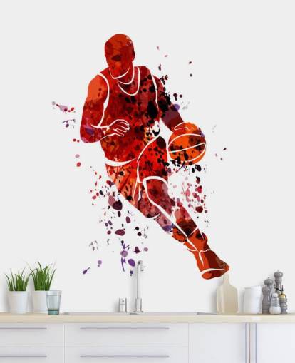 Basketball akvarel vægmaleri 