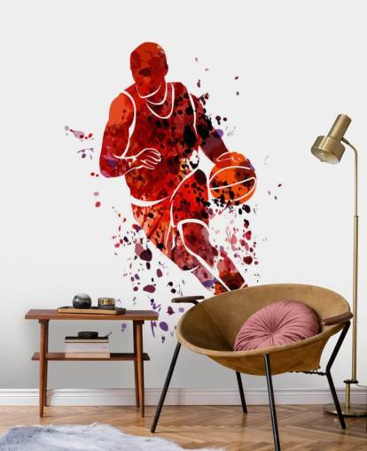 Basketball Watercolour Mural 