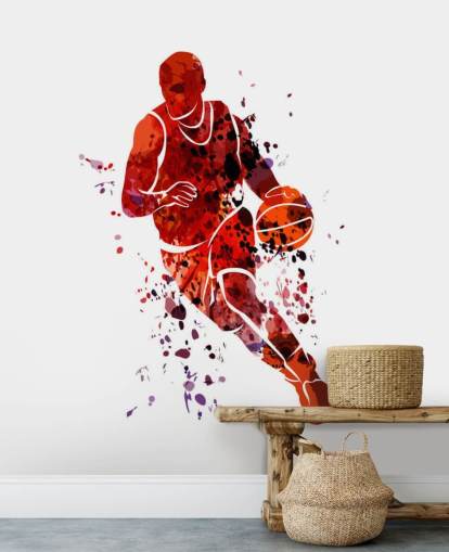mural acuarela baloncesto mural acuarela baloncesto