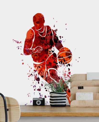 Decorazione murale con acquerello basket 