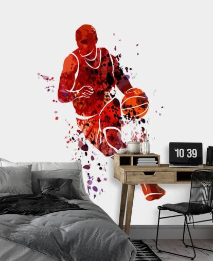 Mural de aquarela de basquete 