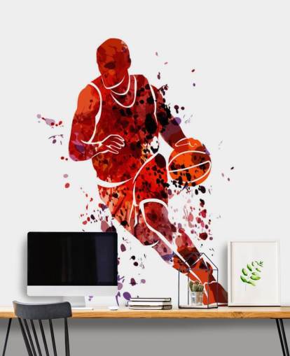 Basketball akvarel vægmaleri Basketball akvarel vægmaleri