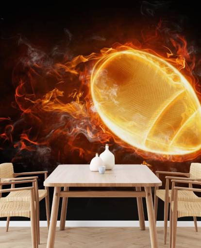 black and orange NFL wallpaper mural called This Ball is On Fire for teen bedrooms, man caves and home offices black and orange NFL wallpaper mural called This Ball is On Fire for teen bedrooms, man caves and home offices
