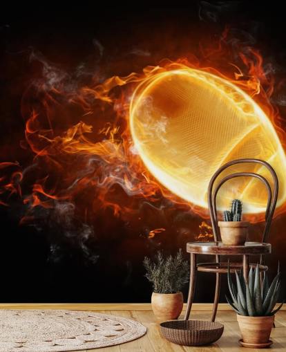 black and orange NFL wallpaper mural called This Ball is On Fire for teen bedrooms, man caves and home offices black and orange NFL wallpaper mural called This Ball is On Fire for teen bedrooms, man caves and home offices