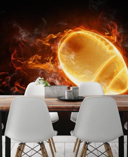 black and orange NFL wallpaper mural called This Ball is On Fire for teen bedrooms, man caves and home offices black and orange NFL wallpaper mural called This Ball is On Fire for teen bedrooms, man caves and home offices