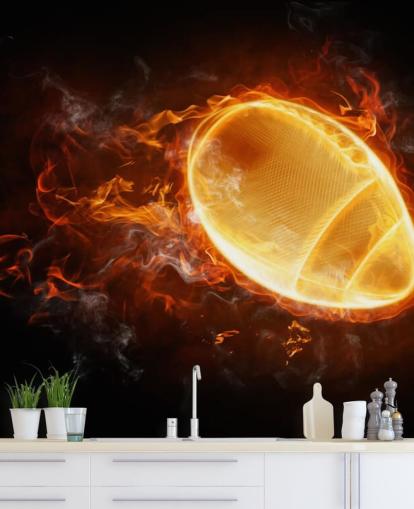 mural de papel pintado negro y naranja de la NFL llamado This Ball is On Fire para dormitorios de adolescentes, cuevas de hombres y oficinas en casa mural de papel pintado negro y naranja de la NFL llamado This Ball is On Fire para dormitorios de adolescentes, cuevas de hombres y oficinas en casa