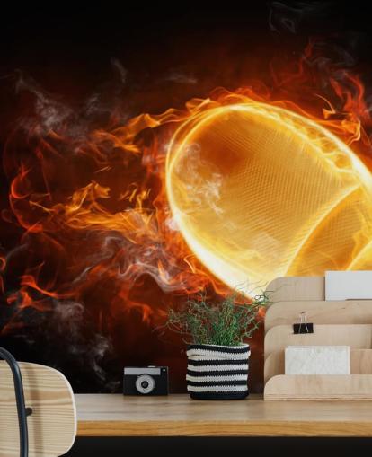 zwart-oranje NFL-behangmuurschildering genaamd This Ball is On Fire voor tienerkamers, mannengrotten en thuiskantoren