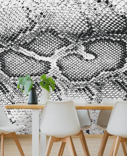 Mustavalkoinen Snake Print